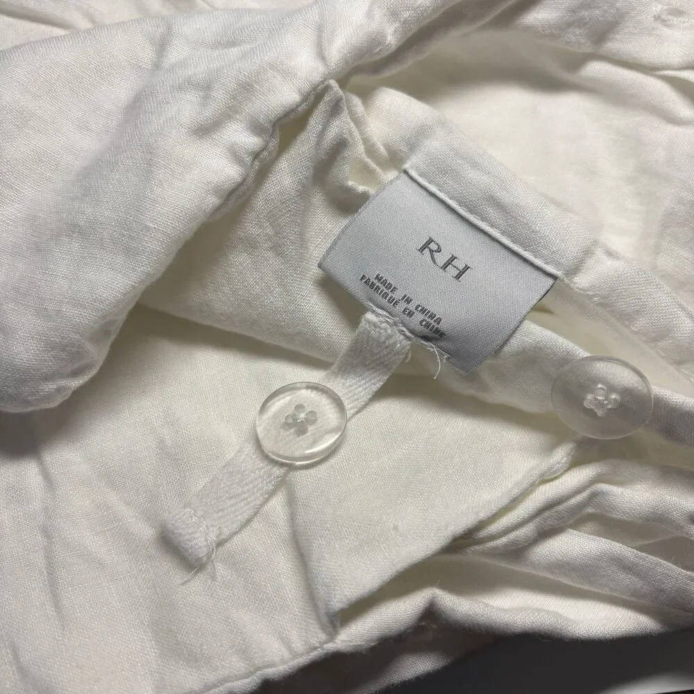 RESTORATION HARDWARE Stonewashed Belgium Linen Full Queen Duvet White